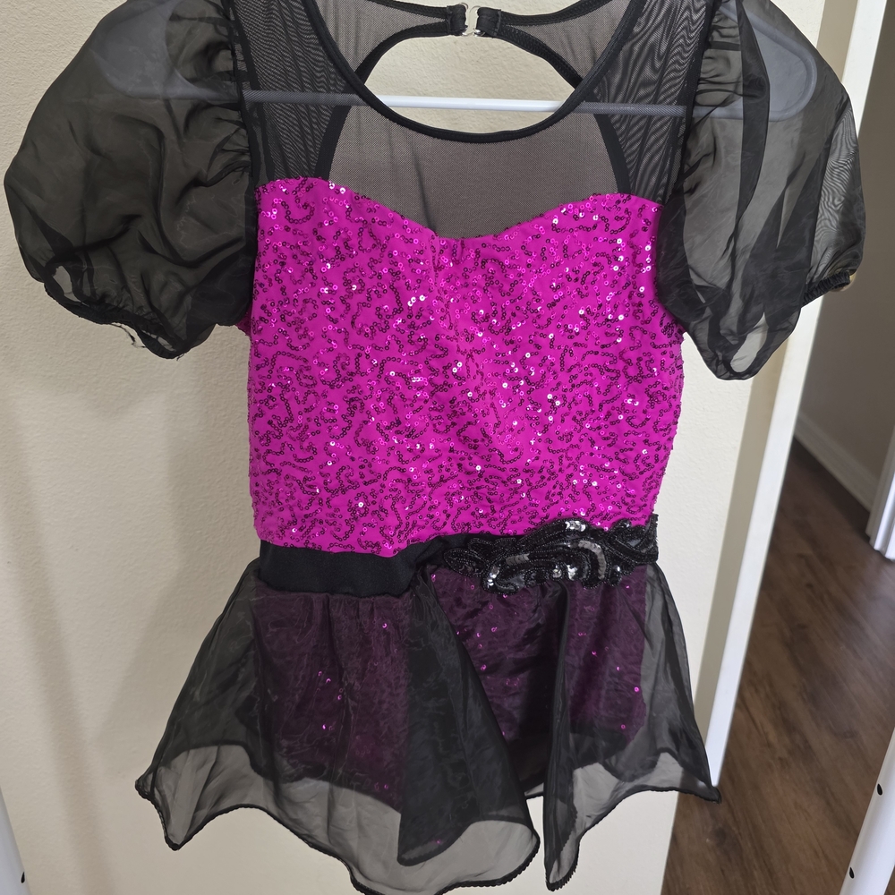 Weissman Puprle Sequin Dress with Black Overlay